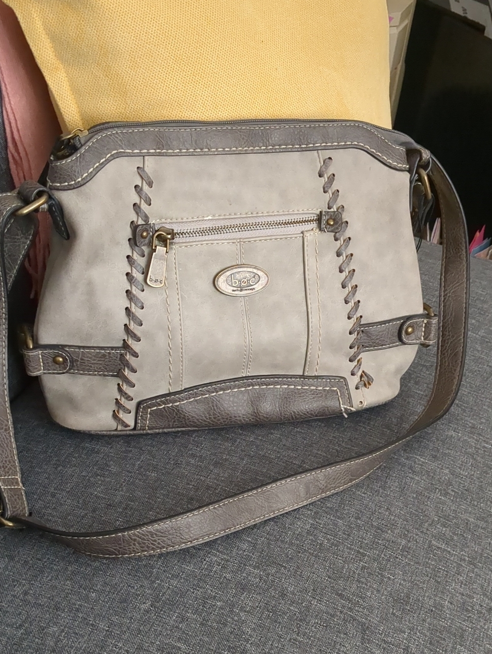 b.o.c. Gray Two-Tone Crossbody Bag with Contrast Trim